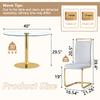 40'' Round Dining Table Set for 4, Glass Kitchen Table Chairs Set of 4, Small Dining Table with Golden Electroplated Metal Leg and Base, 4 PU Dining Chairs with Metal Legs, for Kitchen, Dining Room. view 3