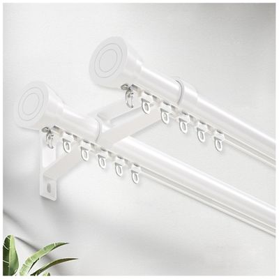 YJLTKL Dual Track Ceiling Track Set, Roman Rod Aluminum Alloy Curtain Track, Room Divider Curtain Rods, for Bunk Bed Bay Window Rv(Slider-White,6 M/19.7 FT)
