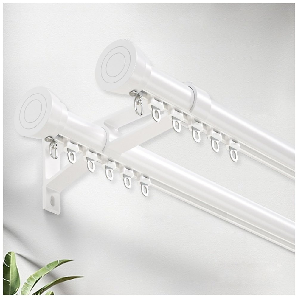 YJLTKL Dual Track Ceiling Track Set, Roman Rod Aluminum Alloy Curtain Track, Room Divider Curtain Rods, for Bunk Bed Bay Window Rv(Slider-White,6 M/19.7 FT)