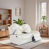 UOCFYK Electric Power Recliner Loveseat Set Living Room Furniture, Comfy Home Theater Breathing Leather Seating with USB 2.0 Charging Ports, LED Light Strips, Mid Console and Cupholders (White) view 1