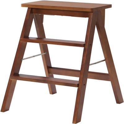 GRDDBZA Modern Bar Stools Set Counter Height Dining Chairs Step Stool Chair 3-Step, Folding Wooden Stepladder with Wide Pedal, Household Office Ladder Stool