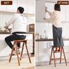 GRDDBZA Modern Bar Stools Set Counter Height Dining Chairs Step Stool Chair 3-Step, Folding Wooden Stepladder with Wide Pedal, Household Office Ladder Stool view 2