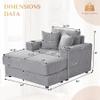 ONEMMLION Oversized Chaise Longue Chair Indoor with USB Charging Ports&Cup Holder, 42" W Corduroy Upholstered Deep Seat Sofa Couch with Ottoman, Comfy Reclining Reading Chair for Living Room, Grey view 2