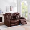 UOCFYK Electric Power Recliner Loveseat Set Living Room Furniture, Comfy Home Theater Breathing Leather Seating with USB 2.0 Charging Ports, LED Light Strips, Mid Console and Cupholders (Red) view 1