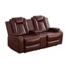 UOCFYK Electric Power Recliner Loveseat Set Living Room Furniture, Comfy Home Theater Breathing Leather Seating with USB 2.0 Charging Ports, LED Light Strips, Mid Console and Cupholders (Red) view 3