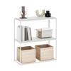 Furinno Moretti Modern Storage Shelves, 2-Tier Wide Stackable Book Shelf, Open Shelves, for Organization and Storage, Living Room, Garage, Home Office, Solid White view 1