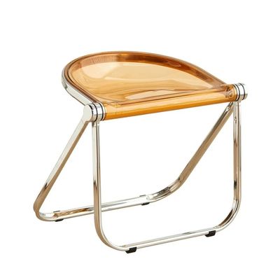 BacheAbdeck Folding Dining Chair for Home Party Kitchen, Acrylic Portable Bar Stool Foldable Stool with Non-Slip Feet Pad, Leisure Stackable Chair Reading Chair for Living Room(Transparent Brown)