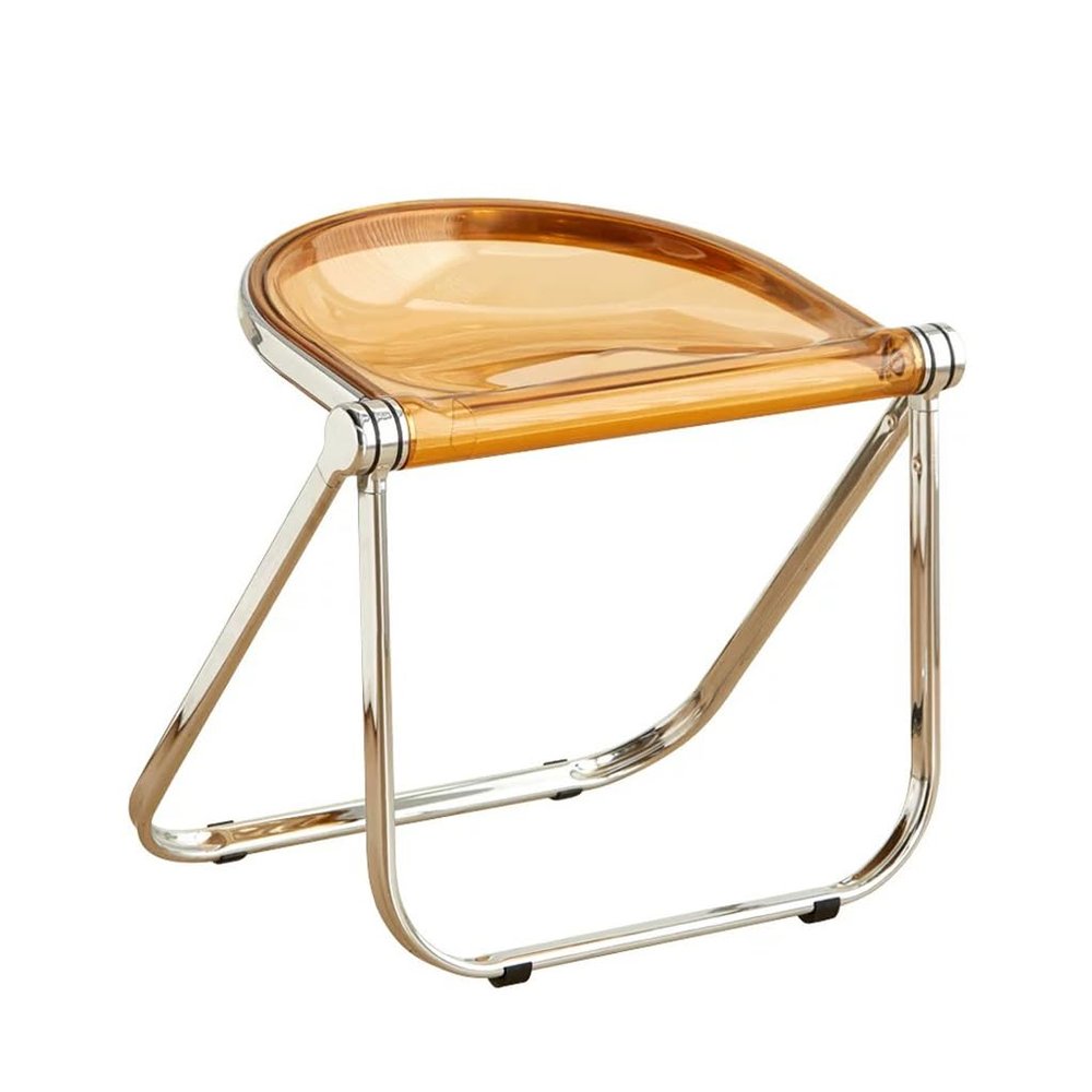 BacheAbdeck Folding Dining Chair for Home Party Kitchen, Acrylic Portable Bar Stool Foldable Stool with Non-Slip Feet Pad, Leisure Stackable Chair Reading Chair for Living Room(Transparent Brown)