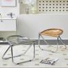 BacheAbdeck Folding Dining Chair for Home Party Kitchen, Acrylic Portable Bar Stool Foldable Stool with Non-Slip Feet Pad, Leisure Stackable Chair Reading Chair for Living Room(Transparent Brown) view 2