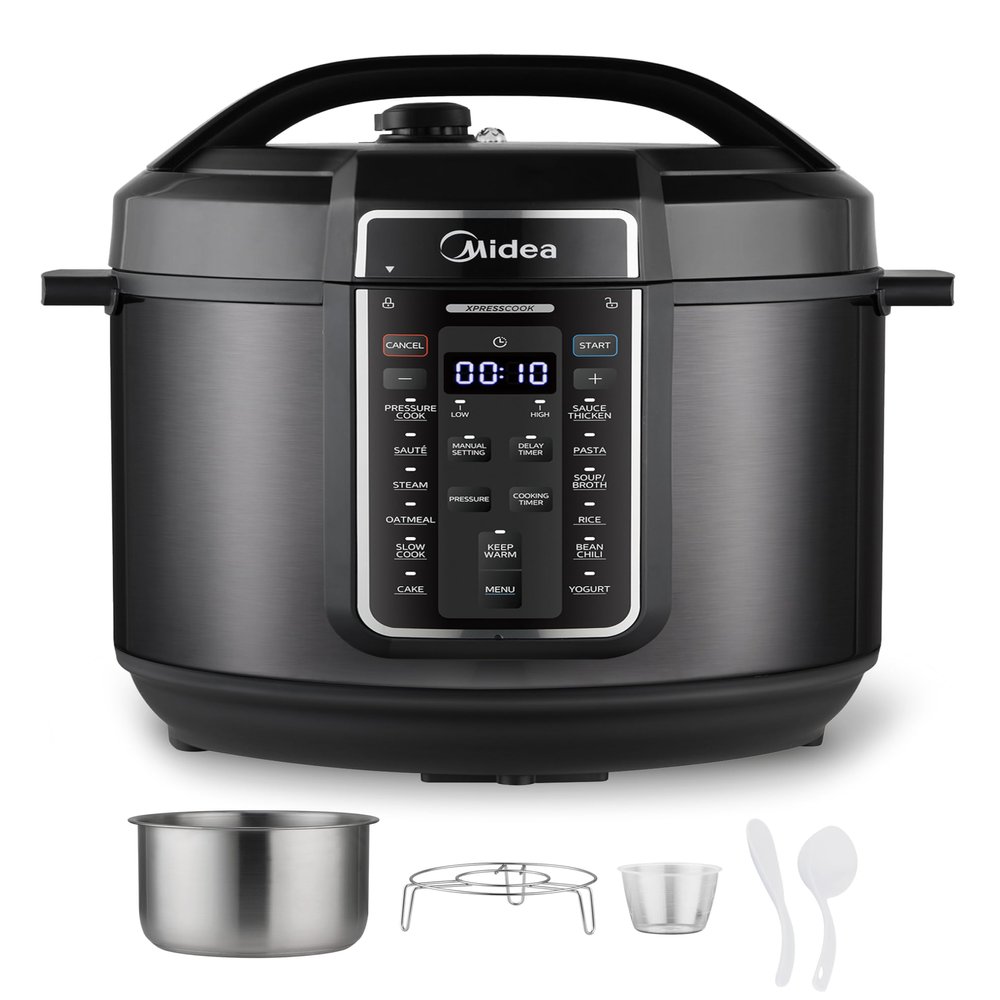 Midea 12-in-1 Electric Pressure Cooker, 8 Quarts, 12 Presets, Multi-Functional Programmable Slow Cooker, Rice Cooker, Steamer, Saut Pan, Yogurt Maker, and More, Stainless Steel