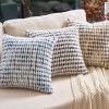 Aeckself Boho Chenille Tufted Pillow Cover 20x20 Inch, Decorative Square Throw Pillow Cover Neutral Pillowcase for Couch Bedroom Living Room, Blue White view 2
