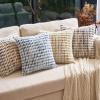 Aeckself Boho Chenille Tufted Pillow Cover 20x20 Inch, Decorative Square Throw Pillow Cover Neutral Pillowcase for Couch Bedroom Living Room, Blue White view 3