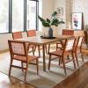 CHUN YI Modern PU Leather Woven Chairs Set of 6, Dining Chairs Side Chairs Armless Solid Wood Accent Chair for Farmhouse Kitchen Dining Room Living Room, Brown view 1