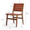 CHUN YI Modern PU Leather Woven Chairs Set of 6, Dining Chairs Side Chairs Armless Solid Wood Accent Chair for Farmhouse Kitchen Dining Room Living Room, Brown view 2