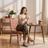 CHUN YI Modern PU Leather Woven Chairs Set of 6, Dining Chairs Side Chairs Armless Solid Wood Accent Chair for Farmhouse Kitchen Dining Room Living Room, Brown view 4