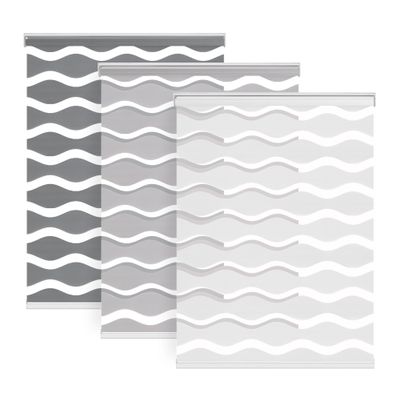 LazBlinds No Drill Cordless Zebra Blinds, 38" W x 72" H, Stone Grey
