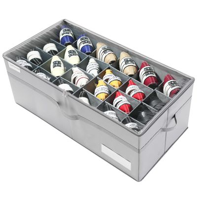 LUVHOMEE Shoe Organizer for Closet, Fits 24 Pairs, Large Shoe Box Storage Containers, Clear Foldable Shoe Storage Bins w/Bottom Support, Space Saving Closet Shoes Holder w/Reinforced Handles, Gray