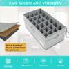 LUVHOMEE Shoe Organizer for Closet, Fits 24 Pairs, Large Shoe Box Storage Containers, Clear Foldable Shoe Storage Bins w/Bottom Support, Space Saving Closet Shoes Holder w/Reinforced Handles, Gray view 4