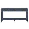 60" Modern Wooden Console Table Sofa Table with 3 Vertical Stripe Drawers, Open Bottom Shelf and Long Legs for Entryway, Hallway, Living Room, Foyer, Corridor (Navy Blue-04) view 4