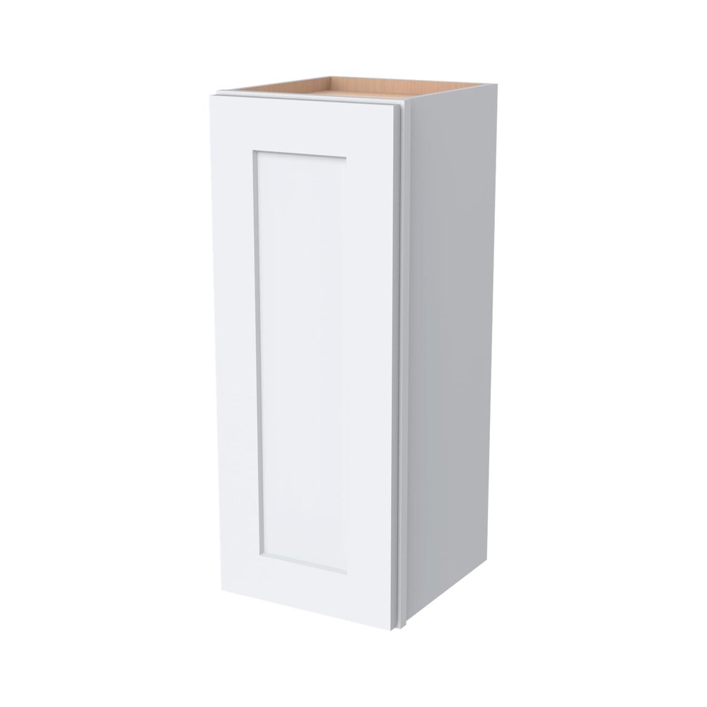 CozyHommie RTA Shaker Style Solid Wood Single Door Wall Cabinet-1 Door and 2 Shelves for Kitchen Storage, Bathroom, Medicine Cabinet (White 12W12D36H)