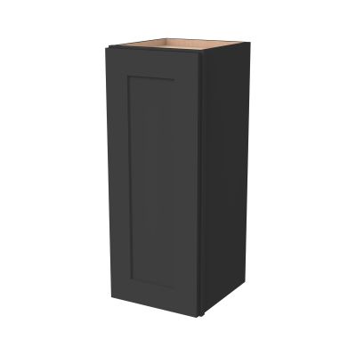 CozyHommie RTA Shaker Style Solid Wood Single Door Wall Cabinet-1 Door and 2 Shelves for Kitchen Storage, Bathroom, Medicine Cabinet (Charcoal Black 18W12D30H)