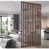 2" x 2" Solid Wood Slats Screen Partition Post, Floor to Ceiling Wall Partition Post Room Divider Adjustable Height, for Home Hotel Office Entrance, No Need to Drill, Walnut(H-150cm/60in,W-50cm/20in) view 1
