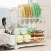 CKKNILV Kitchen Dish Rack Dish Drainer, 2 Tier Dish Drying Rack, Dish Rack for Kitchen Counter, Large Rustproof Sink Drainer Rack with Drip Tray, Utensil Holder, Black Kitchen O view 1