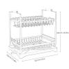 CKKNILV Kitchen Dish Rack Dish Drainer, 2 Tier Dish Drying Rack, Dish Rack for Kitchen Counter, Large Rustproof Sink Drainer Rack with Drip Tray, Utensil Holder, Black Kitchen O view 3