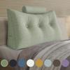 8 lbs Thickened Twin Wedge Pillow Headboard with Cylinder Neck Bolster Pillow College Dorm Bed Velvet Wedge Pillow Backrest Support Triangular Headboard Pillows with Side Pocket view 1