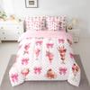 Sweet Dessert 7 Pieces Bedding Set King,Strawberry Ice-Cream Cherry Cake Bed in a Bag for Adults,Princess Bowknot French Style Pink Polka Dots Comforter Set with Sheets,Pillow Covers view 3