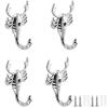 ZJkHAOJ Coat Hooks for Wall 4 Pack Small Animal Hook Decorative Wall Hook Bright Silver Zinc Alloy Coat Hook Suitable for Bedroom Living Room Bathroom Kitchen (NO.178)(Scorpion 90mm) view 1