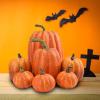 HELLORSO 7Pcs Artificial Pumpkins Faux Foam Fall Harvest Pumpkin Halloween Thanksgiving Decorations Indoor for Home, Lifelike Simulation Foam Pumpkins Set Fall Harvest Home Party Supplies (Orange) view 2
