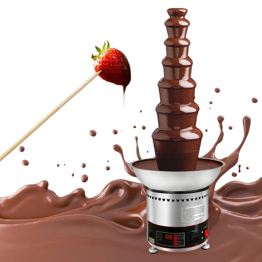 AIZYR Commercial Chocolate Fountain Stainless Steel Electric Chocolate Fountain Machine Hot Fondue Fountain Machine for Chocolate, BBQ Sauce, Cheese, Liqueurs,7 Tiers