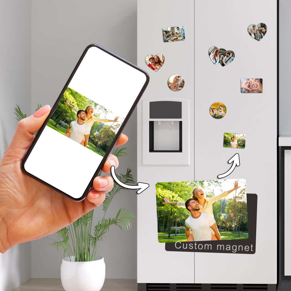 Custom Magnet Print Your Photo Logo Home Decoration Fridge Refrigerator Magnets Office and Kitchen Metal Lockers Metal Furniture (Double Heart 1pcs)