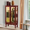 2 Doors Lighted Curio Display Cabinet, 3 Tier Curio Cabinet with Adjustable Shelves, Tempered Glass Doors and Mirrored Back Panel Floor Standing Glass Curio Cabinet Showcase for Home, Office, Cherry view 1