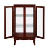 2 Doors Lighted Curio Display Cabinet, 3 Tier Curio Cabinet with Adjustable Shelves, Tempered Glass Doors and Mirrored Back Panel Floor Standing Glass Curio Cabinet Showcase for Home, Office, Cherry view 4