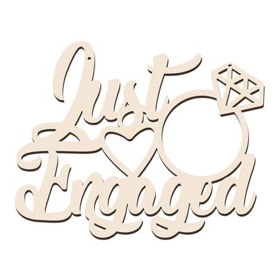 AHANDMAKER Just Engaged Wooden Sign, Diamond Ring Engagement Decorative Sign, Wood Letters Sign, Wall Hanging Photo Prop for Bachelorette Bridal Shower Engagement Party Wedding Decor, 9.29x11.8"