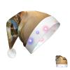 HCLYvexiria Santa Hat for Adults Light Up Christmas Hat Cottage by The Sea Xmas Hats Plush Santa Hat with LED Lights view 1