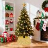 SOMUAUY Gold Christmas Tree Collar Gold Tree Skirt 24 Inch Christmas-Tree-Skirts for Artificial Trees Velvet Tree Collar for Pencil Tree Merry Christmas Tree Ring Xmas Tree Base Collar Decoration view 2