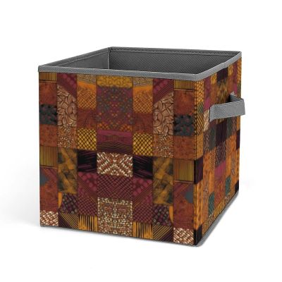 African Style Patchwork Printing Storage Basket Folding Storage Bins Fabric Cube Organizer With Handle For Closet Utility Room