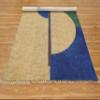 Kilim Rug 7' Square Area Rug Geometric Design Hand Surface Was Brown Blue Hand Block Printed Cotton Dhurrie 0.19" Thick Handmade Boho Indoor Outdoor Use Flatweave Rugs for Hall Room,Dining Room view 4
