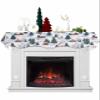ZFUNCING Seamless Christmas Tree Winter Farmhouse Mantel Scarf Fireplace Top Runner,Mantel Scarves Cover Table Runners for Home Daily Use Holiday Party Decor 70x17in,Rustic Snow Scene view 1