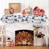 ZFUNCING Seamless Christmas Tree Winter Farmhouse Mantel Scarf Fireplace Top Runner,Mantel Scarves Cover Table Runners for Home Daily Use Holiday Party Decor 70x17in,Rustic Snow Scene view 3