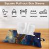 1pcs Tissue Box Cover,Paper Sleeve Christmas Night Santa Claus Sleigh Reusable Tissue Holder Hanging Tissue Bag,Snow Scene Reindeer Oil Painting Decorative Napkin Container for Car Bathroom Office view 3