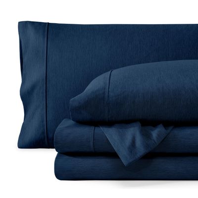 Bare Home Split Head Flex King Sheet Set - 1800 Ultra-Soft Microfiber Sheets - Double Brushed - Deep Pockets - Easy Fit - 4 Piece Set - FlexTop Bed Sheets (Split Head Flex King, Heathered Dark Blue)