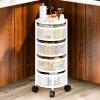 SamFansar Fruit Vegetable Basket Bowls for Kitchen, Rotating Storage Rack, 3/4/5 Tier Circular Rotating Basket Large Storage Rack with Wheels, Metal Wire Shelf Rolling Cart with top lid for Living Ro view 2