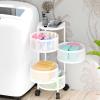 SamFansar Fruit Vegetable Basket Bowls for Kitchen, Rotating Storage Rack, 3/4/5 Tier Circular Rotating Basket Large Storage Rack with Wheels, Metal Wire Shelf Rolling Cart with top lid for Living Ro view 4