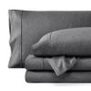 Bare Home Split Head Flex King Sheet Set - 1800 Ultra-Soft Microfiber Sheets - Double Brushed - Deep Pockets - Easy Fit - 4 Piece Set - FlexTop Bed Sheets (Split Head Flex King, Heathered Grey) view 1
