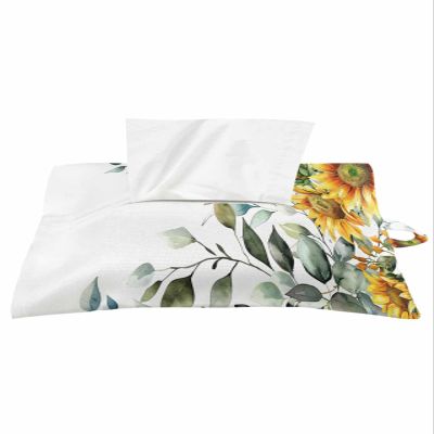 1pcs Tissue Box Cover,Paper Sleeve Country Sunflower Green Leaf Reusable Tissue Holder Hanging Tissue Bag,Rustic Plant Floral Painting on White Decorative Napkin Container for Car Bathroom Office