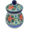 Polmedia Polish Pottery Jar with Lid UNIKAT - Red Jackmanii Pattern Handmade in Boleslawiec Poland by Ceramika Artystyczna + Certificate of Authenticity view 1